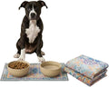LOVEWAG Waterproof 2-Pack Pet Feeding Mats - 16" x 24" Premium Cat & Dog Food Mat - Non-Slip, Machine Washable Food Mat Protects Floors & Contains Water Bowl Spills - Place Mats (Marmalade Sunshine)