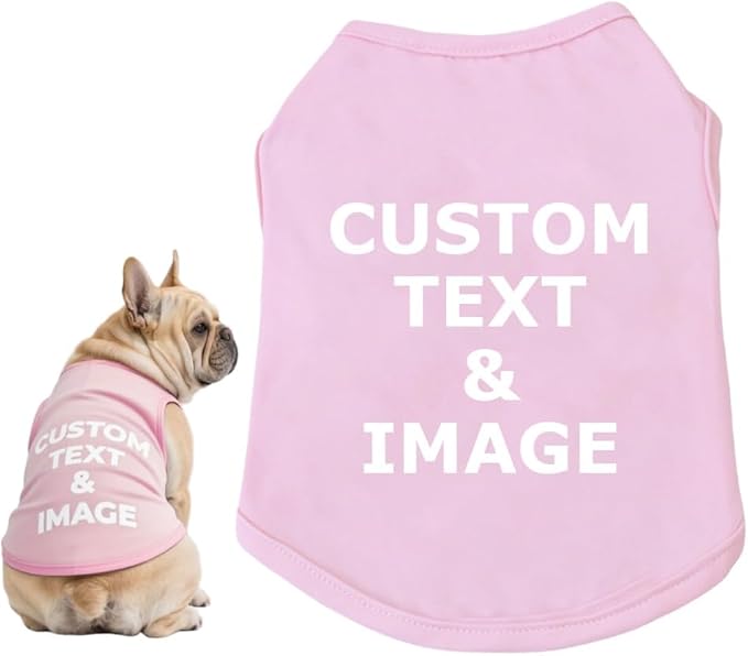 Custom Dog Shirt,Personalized Pet Apparel with Name Text Photo Image,Lightweight Breathable Puppy Kitten Cotton Vest for Small Medium Large Dogs Cats,Puppy Gift (Pink, M)