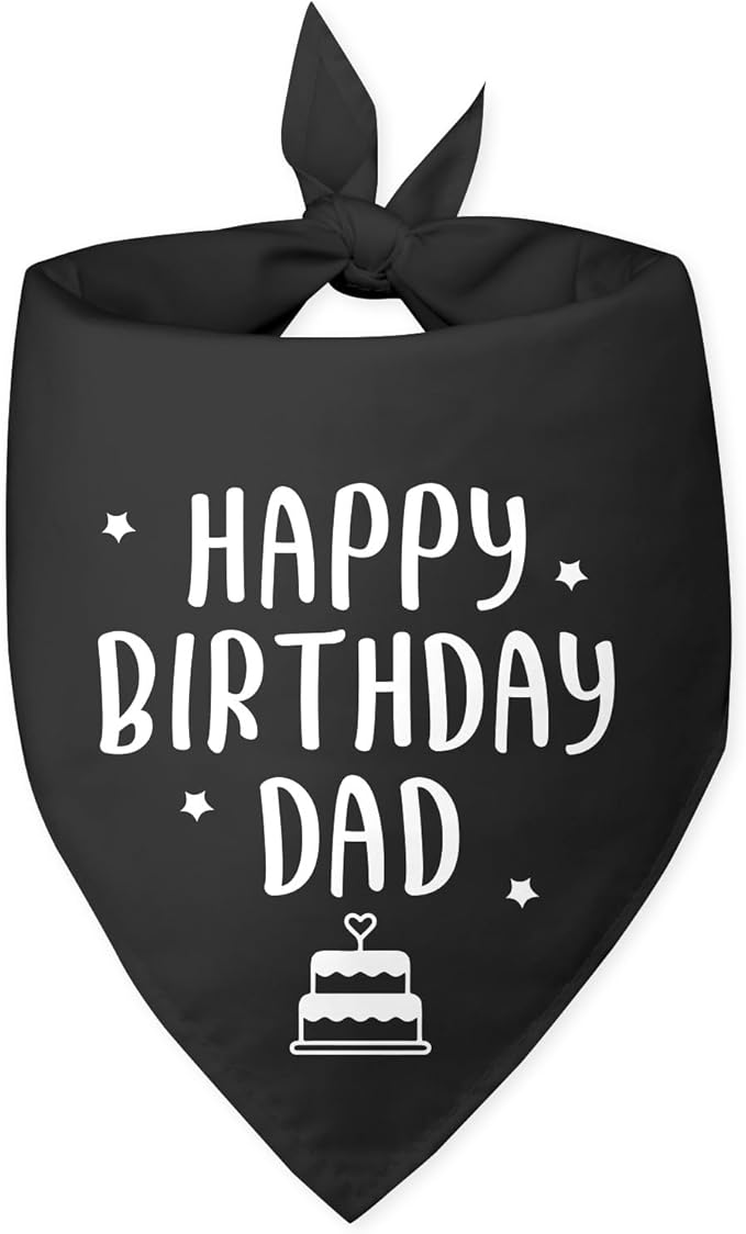 Happy Birthday Dad Dog Bandana for Dogs Black Bandana Funny Birthday Photo Prop Pet Scarf Accessories for Pet Dogs Lovers