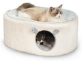 Cat Bed for Indoor Cats, Fluffy Large Enclosed Cat House Cave Pet Bed Hammock with Removable Washable Cover for Sleeping Cats, Kittens, Small Dog, Oval Hideaway