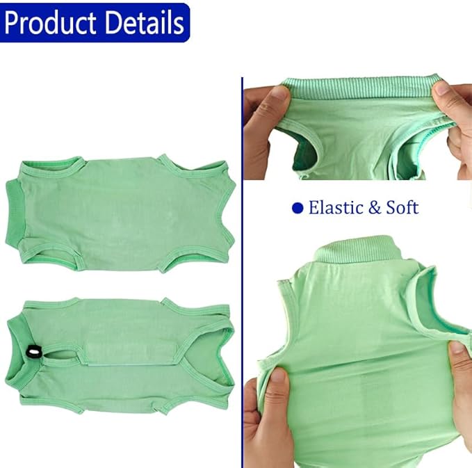 Cat Recovery Suit Cat Onesie for Cats After Surgery Female Male Spay Kitten Neuter Surgical Bodysuit Post Surgery Cone of Shame Alternative Anti Licking (Green, Large)