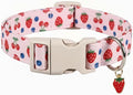 Girl Dog Collar, Cute Dog Collar for Medium Dogs with Cute Strawberry, Cherry and Blueberry Print, Pink Collar for Dogs with Quick-Release Buckle and Robust D Ring, M