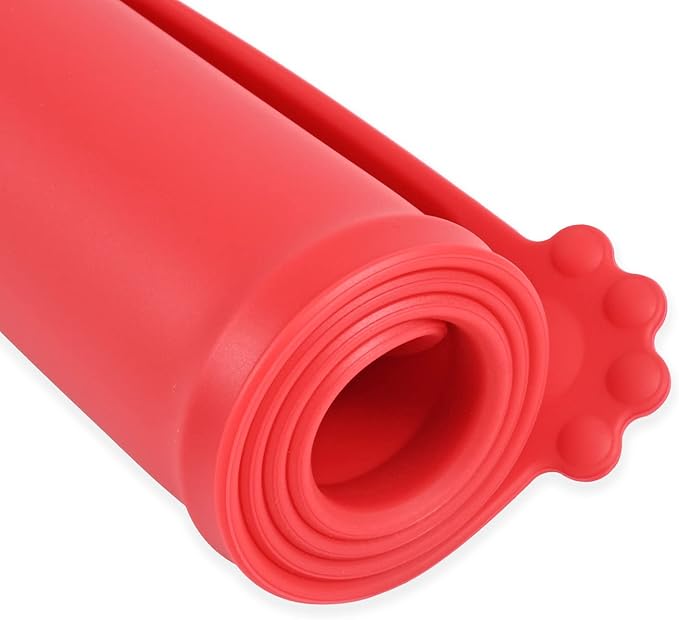 Silicone Waterproof Dog Cat Pet Feeding Mats, Non Slip, Easy Clean Pet Dog Cat Bowl Mats Placemat (18.5" x 11.5") Red