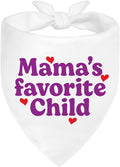 Mama's Favorite Child White Dog Bandana, Funny Photo Prop Pet Scarf Accessories for Small Medium Large Canine, Mother's Day Birthday Christmas Gender Revealing Gifts for Dog Mom Pet Lovers