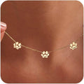 Personalized Cute Dog Cat Paw Name Necklace Forever Love Custom Heart Pendant Pet Name Necklace Gift for Pet Lovers