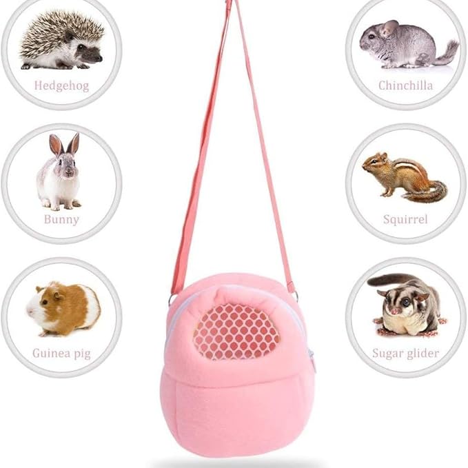 Pet Carrier Backpack for Small Animals, Travel Handbag for Cat, Puppy, Guinea Pig, Hedgehog, Hamster (Pink, Large)