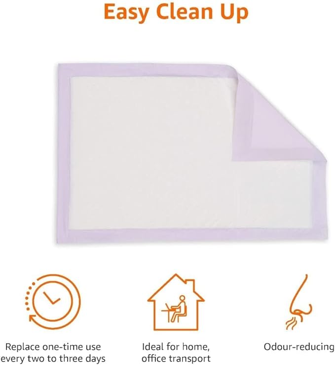Amazon Basics Cat Litter Pee Pads, Super Absorbent, Odor Control with Lemon Scent, Disposable, Universal Fit for Multi Cat Litter Box, Purple and White, 40-Pack