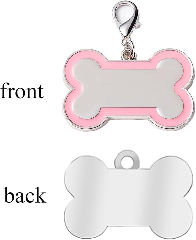 Double-Sided Personalized Dog Tags for Pets - pet ID tag, Laser Engraved Dog tag, Name tag for Dog Collar, Dog Tags for Large Dogs (Pink, Bone-Shaped-Large)