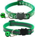 2 Pack Cat Collars Quick Release Reflective Kitten Collar with Bell & Safety Release (Dark Green)
