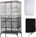 2 Pack Bird Cage Seed Catcher Guard, Bird Cage Cover,Heavy Duty Adjustable Nylon Mesh Netting Seed Catche for Parrot Parakeet Macaw African(XL-118’’*14.9’’)