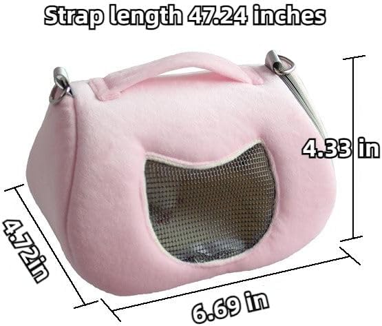Small Pet Carrier Bag with Adjustable Shoulder Strap Hamster Travel Cage Breathable Carrier Portable Travel Carrier for Birds Sugar Glider Golden Hamsters (Grey)