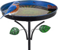 DREAMSOUL Vintage Bird Bath with Vivid Leaves, 38 Inch Tall Birdbath with Stake, Metal Freestanding Bird Bath for Outside Garden Yard Decor