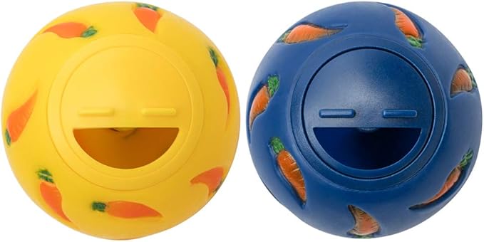 Niteangel Treat Ball, Snack Ball for Guinea Pigs, Rabbits, Hedgehogs and Other Small Pets (Small, Yellow & Blue)