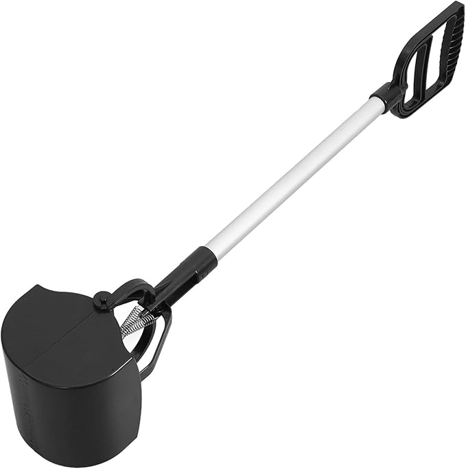 Pet Poop Picker with Long Handle, Black Dog Pooper Scooper, Portable Pet Waste Cleaning Tool for Outdoor Use Random Color