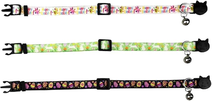 3 Pack Easter Cat Collar with Bell Breakaway Adjustable