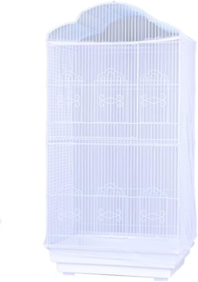 Bird Cage Seed Catcher, Large Airy Gauze Seeds Bird Cage Cover Guard Adjustable Bird Cage Cover Birdcage Seed Feather Catcher Universal Birdcage Parrot Bird Nylon Mesh Net Cover(L-118x16 in, White)
