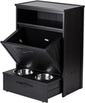 New Age Pet ECOFLEX Brea Dog Food Pantry in Black, Two 32 oz Bowls, Moisture Resistant, Easy Assembly, Holds 25 lbs