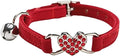 Heart Bling Cat Collar with Safety Belt and Bell Adjustable 8-10 inches for Kitten Cats (Red)