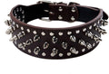 Serijoars Spiked Studded Dog Collar, PU Leather Dog Collar, Adjustable Pet Collars for Medium or Large Breed Pet (M, Dark Brown)