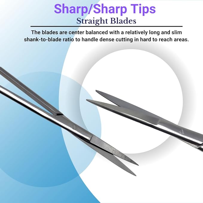 Aquarium Scissors Stainless Steel 12" Extra Long Water Grass Scissors for Aquatic Plants Pruning, Fish Tanks, Terrariums Used in Salt Water Fresh Water Landscape Maintenance Tools (Straight - Silver)