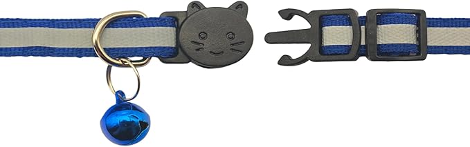 14 Pack Breakaway Cat Collar with Bell, Reflective Kitten Collar for Girl Boy Cats, Safety Buckle Adjustable 7.5-12.5 Inch, 0.4 Inch Width Lightweight, Pet Gifts (Navy Blue)