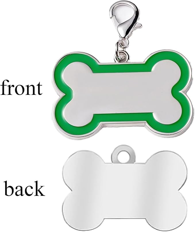 Double-Sided Personalized Dog Tags for Pets - pet ID tag, Laser Engraved Dog tag, Name tag for Dog Collar, Dog Tags for Large Dogs (Green, Bone-Shaped-Large)