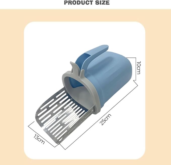 Cat Litter Scoop, Large Capacity Mess-Free Cat Litter Scooper with 10 Rolls/300 Count Refill Bags, Spill-Proof Kitty Box Sifter, Bin Doubles as Scoop Holder