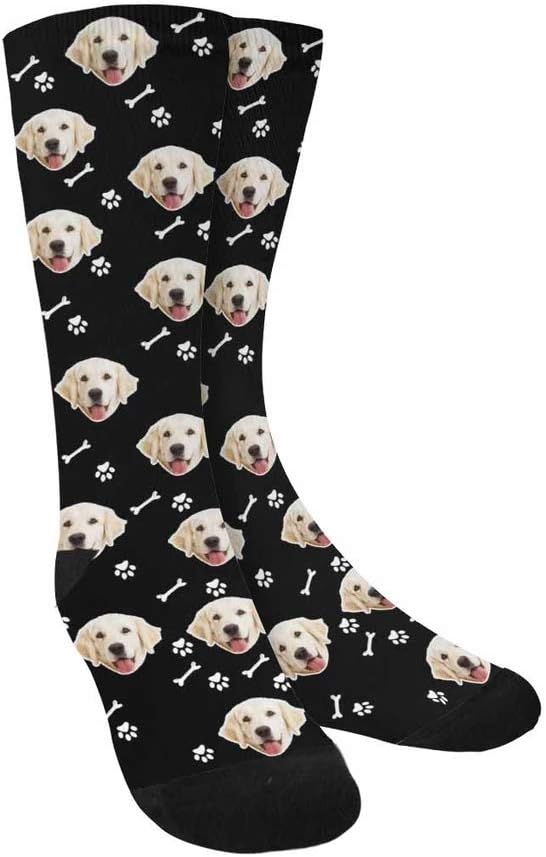 Custom Face Socks, Personalized Dog Lover Pet Photo Picture on Socks Unisex Athletic Crew Socks for Men Women