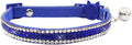 THAIN Basic Adjustable Cat Collar Bling Diamond Breakaway with Bell for Kitten Girl boy (Blue)
