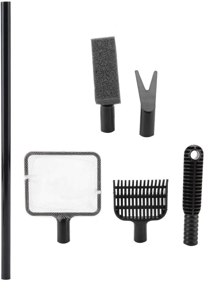 4 in 1 Portable Aquarium Cleaning Tool Set Long Handle Fish Cleaner Include Fish Net Shovel Sponge Brush Plant Fork