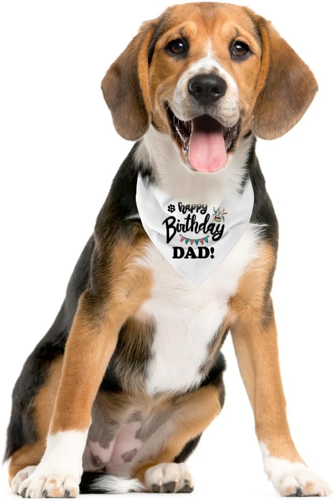 Happy Birthday Dad Dog Bandana, Dad's Gift Dog Bandana, Pet Scarf Accessories, Dogs Bandanas Gift for Small Medium (D61)