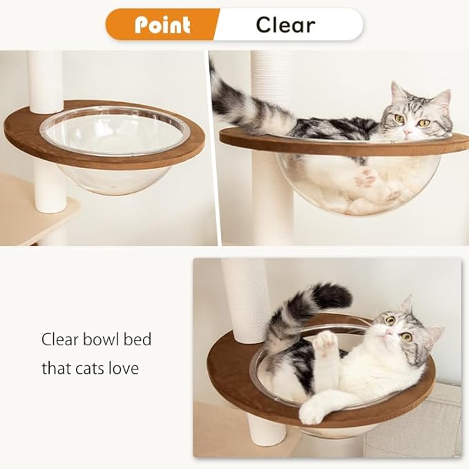 Modern Cat Tree for Large Cats, 48-Inch Tall Cat Tree Tower with Wide Shelves Cotton Scratching Posts, Super Sturdy Base, Cozy Perches, and Interactive Toys for Indoor