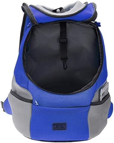Mogoko Airline Approved Cat Dog Backpack, Puupy Pet Carrier Front Bag with Breathable Head Out Design and Double Mesh Padded Shoulder for Outdoor Travel Hiking (M, Blue)