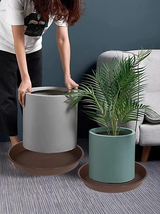 2 Pack of 8 inch Plant Saucer Clear, Heavy Duty Plastic Plant Water Tray 8 inch Round, Flower Plant Saucers for Indoors No Holes, Plant Dishes Saucer for Planter 7"/8" (8", Chocolate)