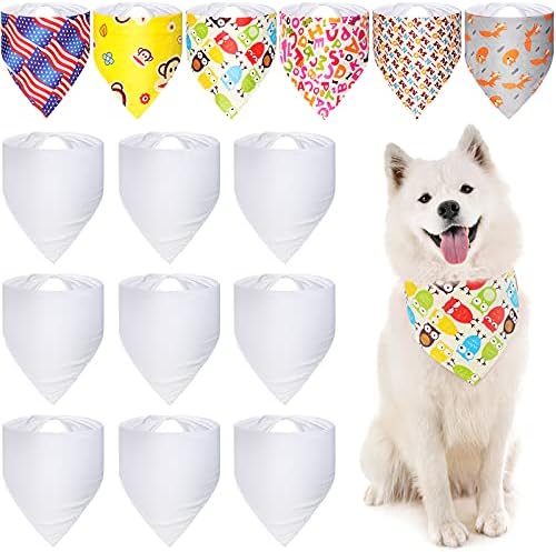 Weewooday 30 Pieces Sublimation Heat Transfer Dog Bandana Triangle Dog Scarf Polyester Pet Bandana DIY Handkerchief Bib for Dogs Puppy