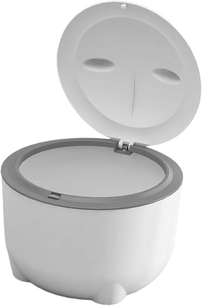 Cat Litter Trash Can with Lid Cat Litter Tray Kitten Potty, Dog Trash Can Cat Trash Bin for Small Animals Pet Accessories, White