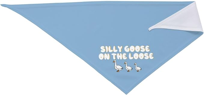 Silly Goose on The Loose Triangle Dog Bandana,Summer Bandana Funny Triangle Dogs Scarf Handkerchief Soft Adjustable Puppy Bandanas (Blue)