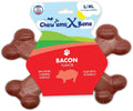 Chew’EMS X Bone Dog Chew Toy for Aggressive Chewers – Long-Lasting Bacon Flavor Nylon Bone – Durable, Rawhide-Free Dental Chew for Large Dogs – Made in USA