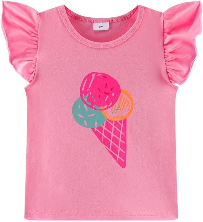 Girls Skirt Set 2 Piece Outfit Toddler Summer Clothes Ruffle Sleeve T-Shirt Bow Knot Tutu Skirt Outfit Set
