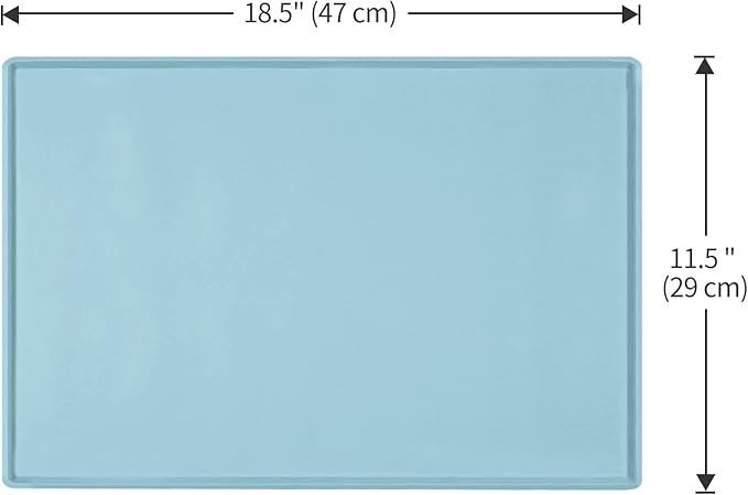 Dog Food Mat,Silicone Waterproof Food Tray,Non Slip Pet Bowl Mats Placemat,0.6" Raised Edge,Suitable for Most Small and Medium Sized Pets,18.5" x 11.5"