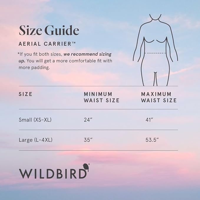 WildBird - Aerial Buckle Carrier - 2-24 Months - Large (L-4XL) Raven - Front or Back Carry - Cross Straps, Lumbar Support, Headrest - Hip Healthy - Baby Carrier - Baby Essentials - New Mom Gifts