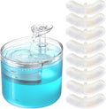 NPET WF100 Cat Foutain, 54oz/1.6L Automatic Cat Water Fountain with Leaf-Shaped kit, Bottom Suction Quiet Pump for Cats & Small Dogs (Fountain+8 Filters +8 Sponges, Blue)