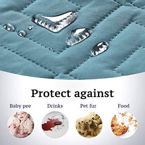 H.VERSAILTEX Reversible Loveseat Cover Furniture Protector Anti-Slip Water Resistant 2" Elastic Straps Couch Covers Pets Fit Sitting Width Up to 54"(Oversized Loveseat: 75" x 98", Cameo Blue/Beige)