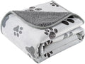 Waterproof Dog Blankets Pet Blanket 60"x80", Soft Fluffy Sofa Car Bed Protector, Reversible Sherpa Fleece Dog Blanket for Large Dogs (Light Grey-Paws)