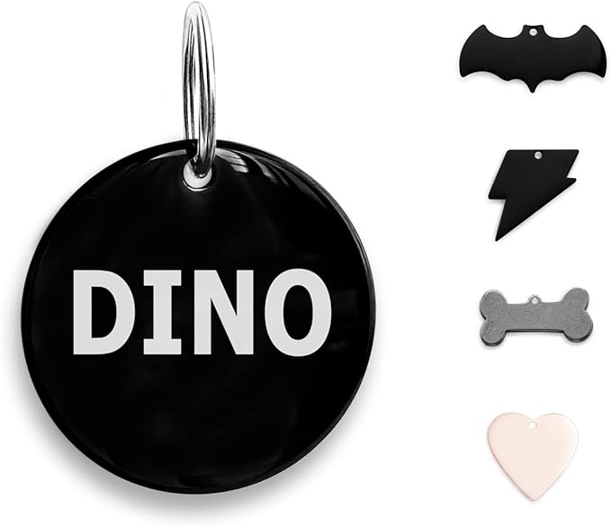 316 Surgical Grade Stainless Steel Personalized Dog & Cat ID Tags - Engraved Name or Text for Pet Collar Accessories, Original Funny Shapes (Round)