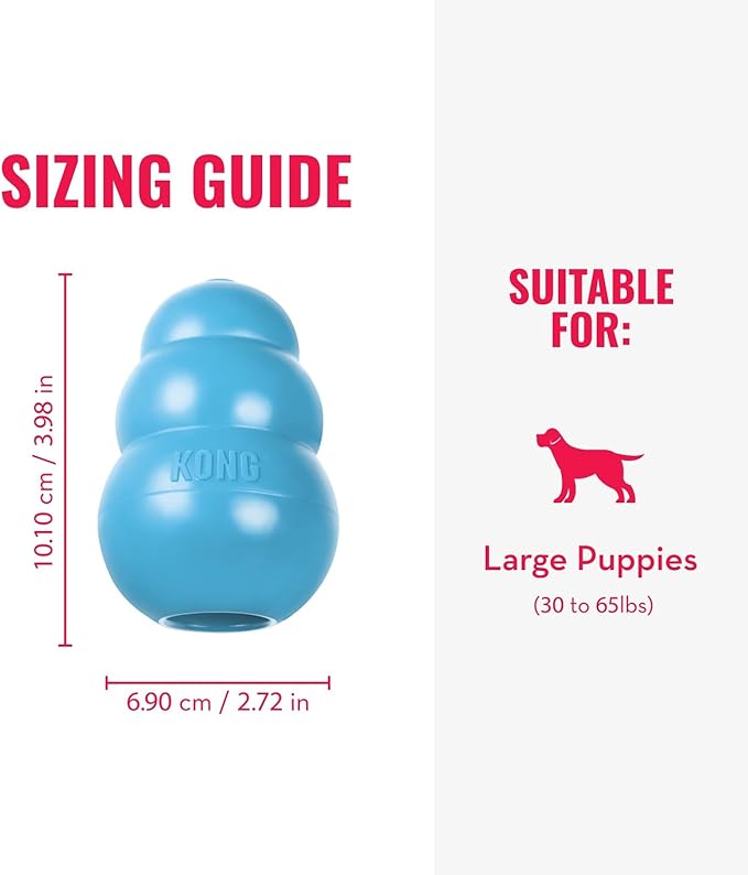 KONG - Puppy Toy - Natural Teething Rubber - Fun to Chew, Chase and Fetch ( Colors May Vary)