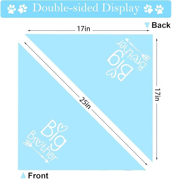 Big Sister Big Brother Dog Bandanas, Adjustable Double Sided Pet Bandana for Pregnancy Announcement, Triangle Scarf for Small Medium Large Dogs, Puppy Sibling Reveal Accessories 2 Pack