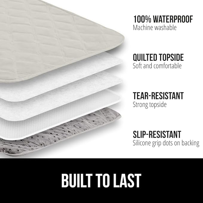 GORILLA GRIP Waterproof Bed Cover for Dogs, 82x52, Gripped Slip Resistant Backing, Leak Proof Washable Dog Blanket Covers Sofa, Couch, Sectional, Crate, Car, RV Seats, Pet Puppy Essentials Light Taupe