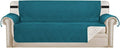 H.VERSAILTEX Reversible Sofa Slipcover Furniture Protector Water Resistant 2 Inch Wide Elastic Straps Sofa Cover Couch Covers Pets Kids Fit Sitting Width Up to 66" (Sofa: 75" x 110", Dark Teal/Beige)