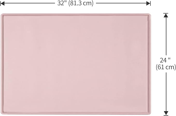 Dog Food Mat,Silicone Waterproof Food Tray,Non Slip Pet Bowl Mats Placemat,1" Raised Edge,Suitable for Most Small and Medium Sized Pets,32" x 24"